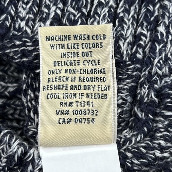 L.L. Bean Cotton Ragg Funnelneck Pullover Marled Knit Sweater Navy Sz M - NWOT - Picture 10 of 10